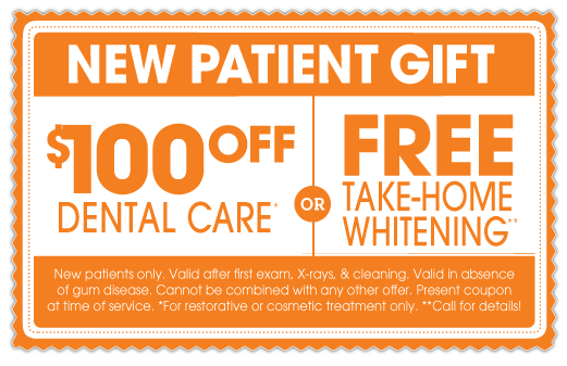 New Patient Special: $100 off Dental Care or Free Take-Home Whitening